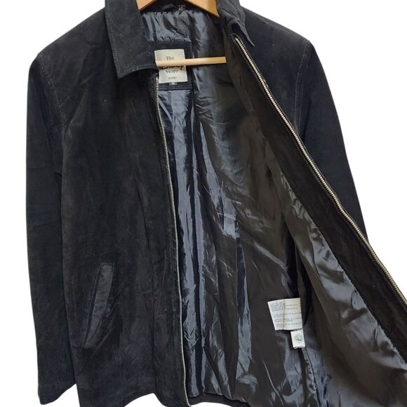 Vtg Disney Store Eeyore Jacket Womens Size M Black Suede Leather Zipper Coat 90s - Picture 8 of 14